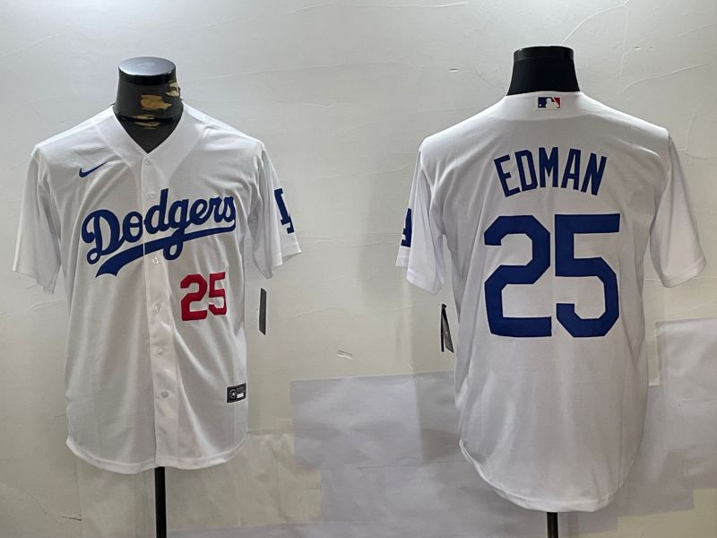 Men Los Angeles Dodgers 25 Edman White Game 2024 Nike MLB Jersey style 11204